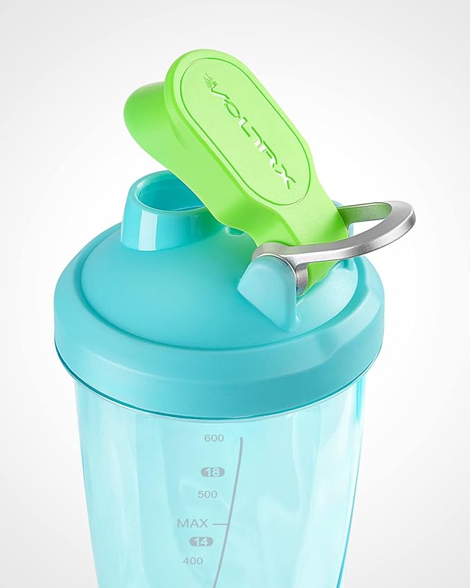 VOLTRX Electric Shaker Bottle - VortexBoost Portable USB C Rechargeable Protein Shake Mixer, Shaker Cups for Protein Shakes and Meal Replacement Shakes, BPA Free, Waterproof, Colored Light Base, 24 oz