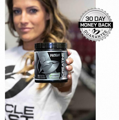 Muscle Feast Creapure Creatine Monohydrate Powder, Vegan Keto Friendly Gluten-Free Easy to Mix, Mass Gainer, Muscle Recovery Supplement and Best Creatine for Muscle Growth, Green Apple, 300g