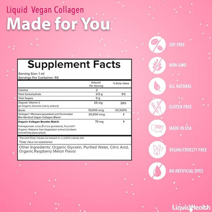 LIQUIDHEALTH Vegan Beauty Sleep Liquid Vitamin Supplement Bundle with Vegan Liquid Collagen + Biotin, Calcium Magnesium Liquid Vitamins, Sleep Well Melatonin Drops - Hair/Skin/Nail Health & Relaxation