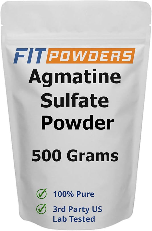 Agmatine Sulfate Powder 500 Grams (Multiple Sizes) Strength and Pump (Nitric Oxide) 100% Pure Agmatine Powder, Vegan, Gluten-Free