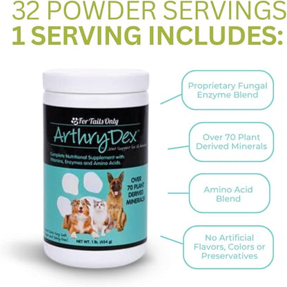 Youngevity Arthrydex Complete Nutritional Supplement | Vitamins Probiotics Enzymes | Pets Healthy Bones & Joints -1 lb Canister (Pack of 4)
