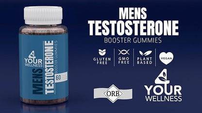 4YWN Testosterone Booster Gummies Supplement for Men, Boosting Muscle Growth, Stamina and Performance with Tongkat Ali, Horny Goat Weed, Tribulus Terrestris, Fenugreek, & Maca (60 Count (Pack of 1))