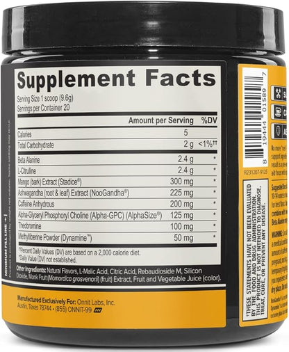 ONNIT Alpha Brain Pre-Workout - Tiger's Blood (20 Serving Tub)