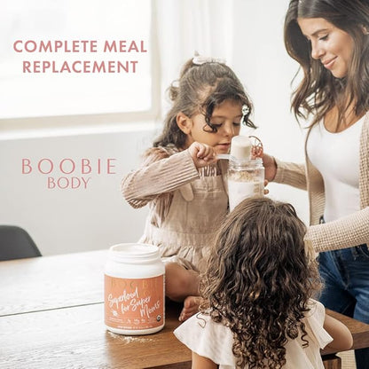 Boobie Body Superfood Protein Shake for Moms, Pregnancy Protein Powder, Lactation Support to Increase Milk Supply, Probiotics, Organic, Diary-Free, Gluten-Free, Vegan - Chocolate Bliss (20 servings)