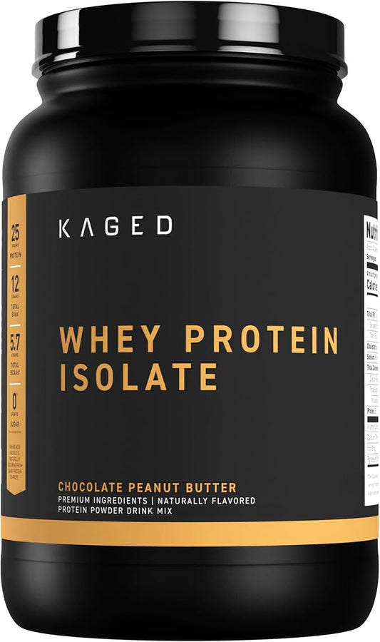 Kaged Whey Protein Isolate Powder | PB Chocolate | 100% Pure Low Lactose Whey | Post Workout Recovery Drink | Support Muscle-Building | 25g per Serving | Amazing Taste, Easy Mix for Shake | 25 Serving