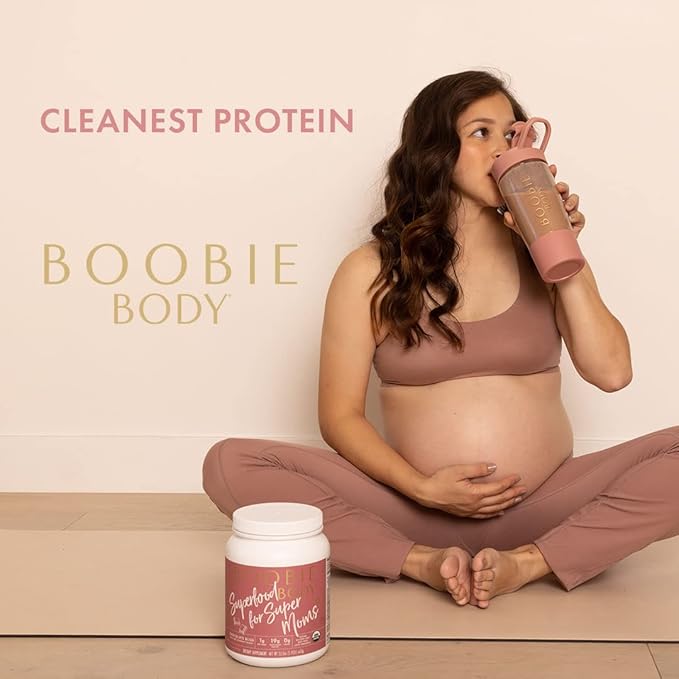 Boobie Body Superfood Protein Shake for Moms, Pregnancy Protein Powder, Lactation Support to Increase Milk Supply, Probiotics, Organic, Diary-Free, Gluten-Free, Vegan - Chocolate Bliss (20 servings)