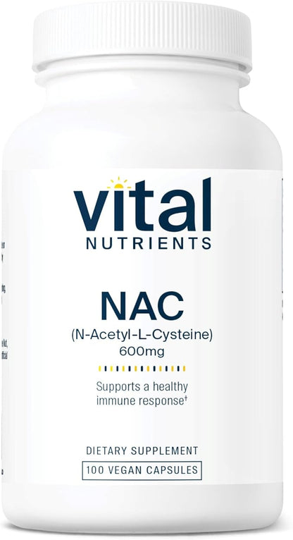 Vital Nutrients NAC 600mg | N-Acetyl Cysteine | Vegan NAC Supplement | Antioxidant for Sinus, Liver, Immune, and Respiratory Health* | Gluten, Dairy, Soy Free | 100 Capsules