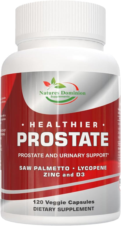 Saw Palmetto for Men, Lycopene, Zinc, Vitamin D3. Prostate Supplements for Men, Bladder Control. Saw Palmetto Supplement for Men. Prostate Support with Lycopene