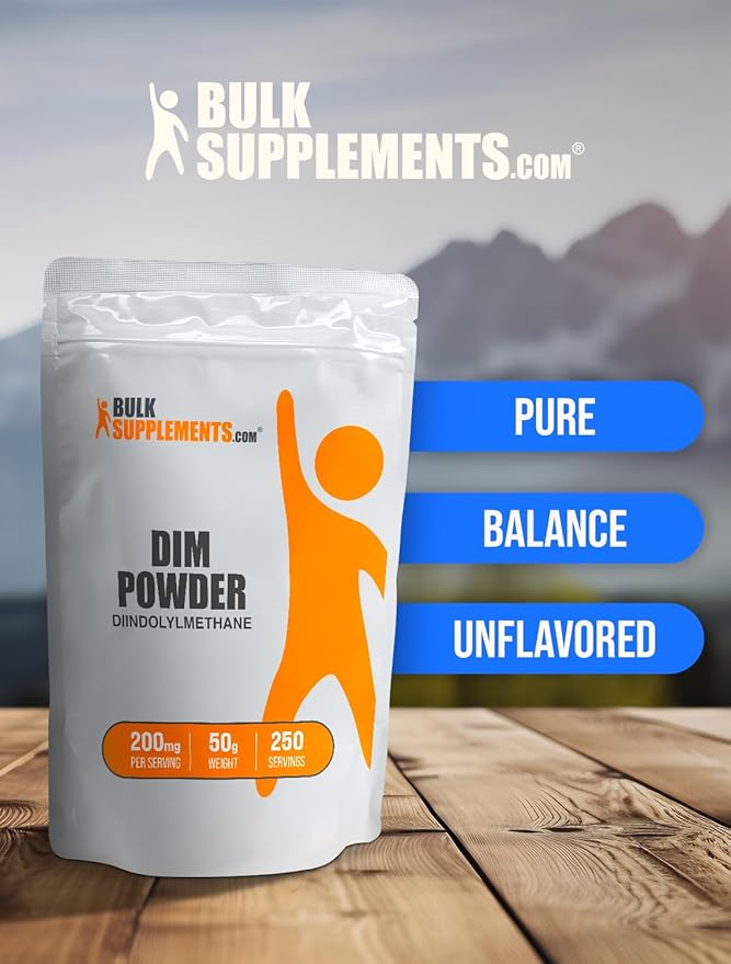 BulkSupplements.com DIM Powder - Diindolylmethane Powder, DIM Supplement for Men & Women - DIM 200mg, Gluten Free - 200mg per Serving, 50g (1.8 oz) (Pack of 1)
