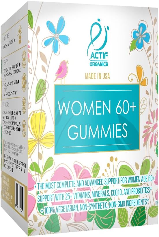 ACTIF Women Age 60+ Gummies with 25+ Advanced Factors and Probiotics - Non GMO, Made in USA, 90 Count