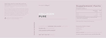 Swedish Collagen - Hydrolyzed Marine Collagen 10,000 mg Powder Supplement - Pack of 300 g, 30 Day Supply | Pure Peptide to Support Healthy Hair, Skin, Nails and Joints I 100% Natural and Gluten Free
