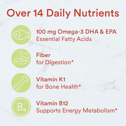 SmartyPants Kids Multivitamin Gummies and Fiber Supplement: Omega 3 Fish Oil (EPA/DHA), Vitamin D3, C, Vitamin B12, B6, Vitamin A, Zinc, Fiber Gummies, Three Fruit Flavors, 120 Count (30 Day Supply)