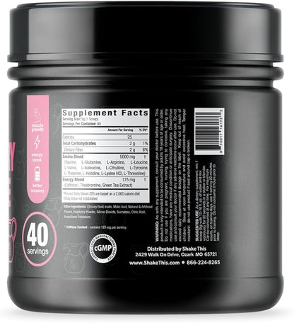 Amino+ Powder - Pre and Post Workout with Caffeine + Green Tea Extract - BCAA, Amino Acids, Zero Sugar, Low Calorie, Superior Taste, 40 Servings (Raspberry Lemonade)