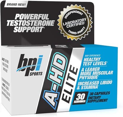 BPI Sports A-HD Elite – Men’s Powerful Testosterone Booster – Natural Stamina, Strength, Sexual Support – Increases Metabolism – Fat Burning – Strength – Muscle – 30 Servings – 500mg