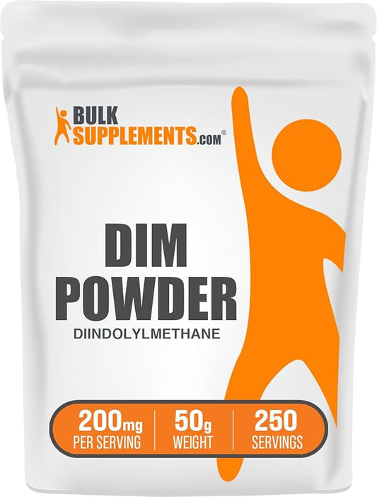 BulkSupplements.com DIM Powder - Diindolylmethane Powder, DIM Supplement for Men & Women - DIM 200mg, Gluten Free - 200mg per Serving, 50g (1.8 oz) (Pack of 1)