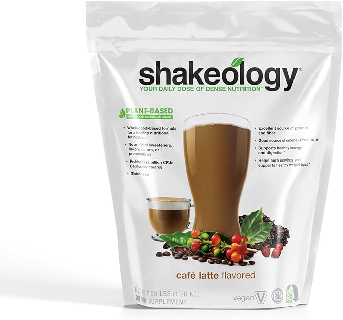 Shakeology Vegan Protein Powder - Gluten Free, Superfood Protein Shake - Helps Support Healthy Weight Loss, Lean Muscle Support, Gut Health, Manage Effects of Stress, Cafe Latte - 30 Servings