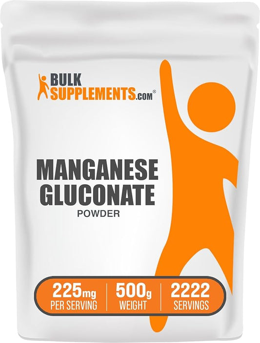 BulkSupplements.com Manganese Gluconate Powder - Manganese Supplements, Essential Trace Mineral - High Absorption & Gluten Free, 225mg per Serving, 500g (1.1 lbs) (Pack of 1)