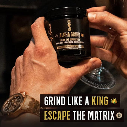 Alpha Grind – Instant Maca Coffee for Men + Natural Energy + Brain Nootropic for Ageless Clarity, Focus | Lean Muscle Building Growth & Size, 30SV