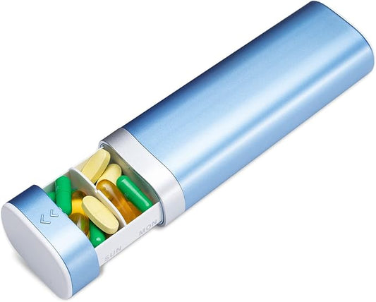 Weekly Pill Organizer 7 Day, Betife Daily Pill Box, Travel Pill Case, Cute Pill Holder to Hold Vitamins, Medicines, Supplements, Pills Organizer (Blue)