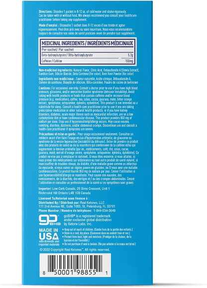 Real Ketones BHB Exogenous Ketones Drink Mix Packets Keto Electrolytes Powder Packets No Sugar with 4 Main Fasting Electrolytes Plus Hydrating Patented Keto BHB - 30 Count Peach Caffeine