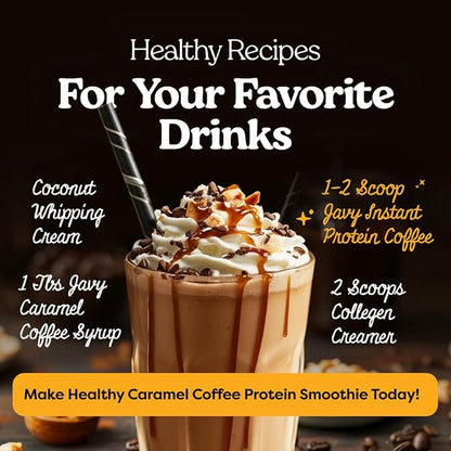Javvy Hazelnut Protein Coffee - Premium Whey Protein & Instant Iced Coffee - 100% Arabica Coffee - Zero Artificial Flavors & Sweeteners, 20 Servings