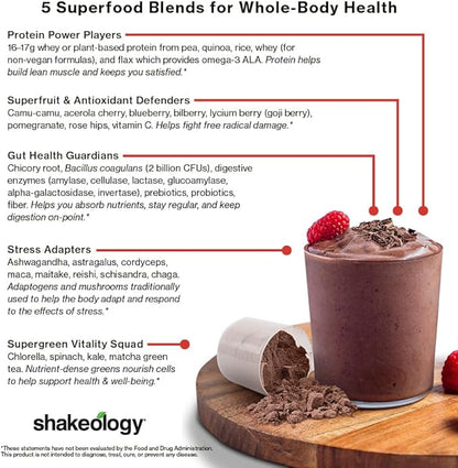 Shakeology Whey Protein Powder Blend - Gluten Free, Superfood Protein Shake with Vitamins and Minerals - Helps Support Healthy Weight Loss, Lean Muscle Support, Gut Health - Chocolate, 14 Servings