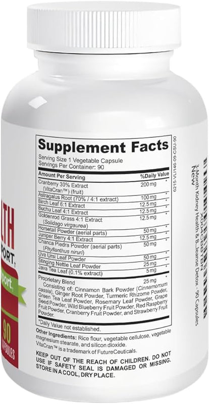 3-Month Kidney Health & Bladder Support Supplement (All-in-1) with 21 Active Ingredients - Supplements - Kidney Cleanse Detox - 90 Capsules