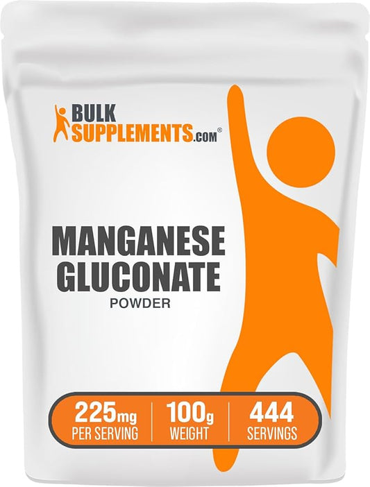 BulkSupplements.com Manganese Gluconate Powder - Manganese Supplements, Essential Trace Mineral - High Absorption & Gluten Free, 225mg per Serving, 100g (3.5 oz) (Pack of 1)