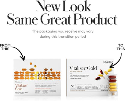 Shaklee - Vitalizer™ Gold: Advanced Nutrition for Adults Over 50 - Vitamins, Minerals, Phytonutrients, Omega-3s, Probiotics & More - Feel Healthier Every Day - 30 Vita-Strips®