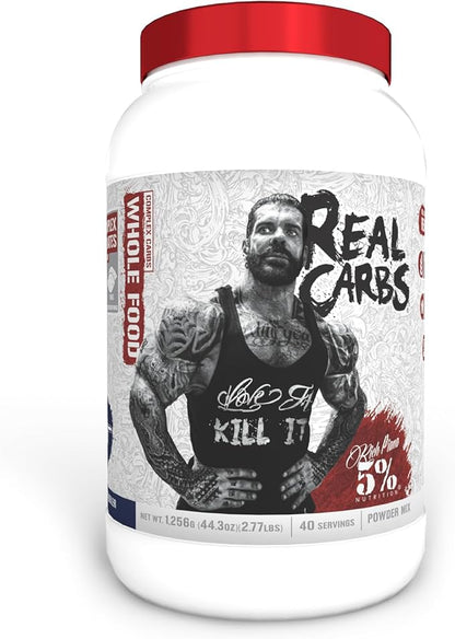 5% Nutrition Rich Piana Real Carbs with Real Food Complex Carbohydrates, Long-Lasting Low Glycemic Energy for Pre-Workout/Post-Workout Recovery Meal, 2.8 lb, 40 Servings (Blueberry Cobbler)