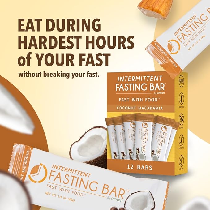 Prolon Fast Bars | Keto, Gluten Free, Dairy Free, Plant Based Protein, Intermittent Fasting Bars | Developed to Not Break Your Fast | Coconut Macadamia Nut, 12 Ct