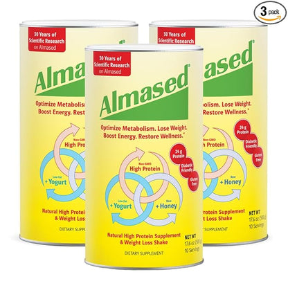 Almased Meal Replacement Shake - Low-Glycemic High Plant Base Protein Powder- Nutritional Weight Health Support Supplement - Original Flavor - 17.6 oz