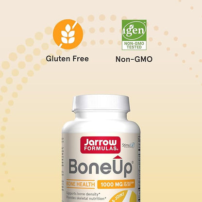 Jarrow Formulas BoneUp - 120 Capsules - 60 Servings - For Bone Support & Skeletal Nutrition - Includes Naturally Derived Vitamin D3, K2 (as MK-7) & 1000 mg Calcium - Gluten Free - Non-GMO