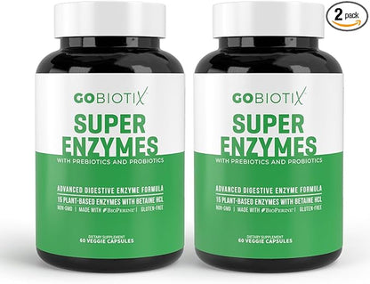GOBIOTIX Digestive Enzymes Supplement with Prebiotics and Probiotics for Women and Men - Gut Health, Gluten Digestion, Lactose Absorption, Plant Based Dietary Pills - 120 Capsules
