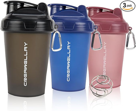 3 Pack Shaker Bottles for Protein Mixes, 17 oz Small Protein Shaker Bottle with Handle, Gym Shaker Cups with Blending Ball for Pre Workout, BPA-Free & Dishwasher Safe (Black, Pink, Blue)