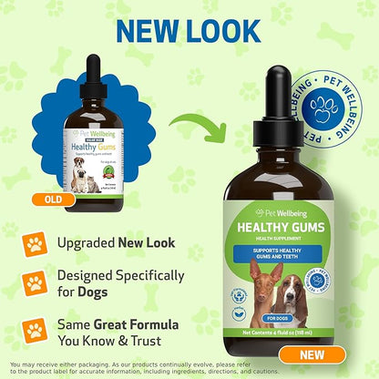 Pet Wellbeing Healthy Gums for Dogs - Gums & Dental Health, Oral Care, Healthy Breath, Coenzyme Q10, Zinc Oxide, Calendula, Marshmallow Root - Veterinarian-Formulated Holistic Topical 4 oz (118 ml)
