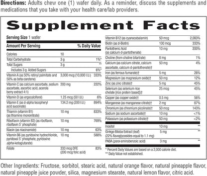 Country Life Adult Chewable Multivitamin with Coenzyme B-Vitamins, Antioxidants, Minerals, Pineapple-Orange Flavor - Supports Energy Metabolism and Immune Health, Gluten Free - 60 Wafers