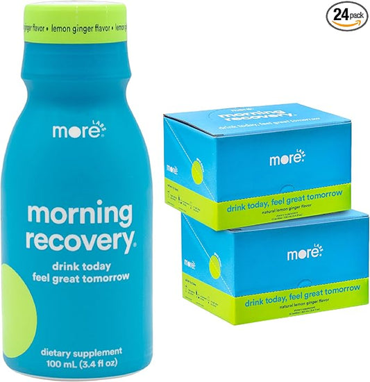 Morning Recovery Electrolyte, Milk Thistle Drink Proprietary Formulation to Hydrate While Drinking for Morning Recovery, Highly Soluble Liquid DHM, Lemon Ginger, Pack of 24