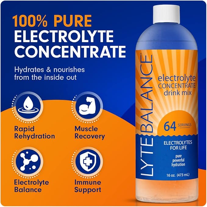 Electrolye Concentrate | Liquid Electrolytes Drink Mix w/Sodium, Potassium & Magnesium | Daily Hydration, Muscle Recovery, Immune Support, Rehydration | Keto, No Sugar (64 Servings)