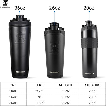 Ice Shaker Insulated Stainless Steel Shaker Bottle | 26oz, Navy | Cold for 30+ Hours | Insulated Cup with Twist-on Agitator | Odor-Free Shaker Cup for Protein Shakes, Water, Smoothies, Cocktails