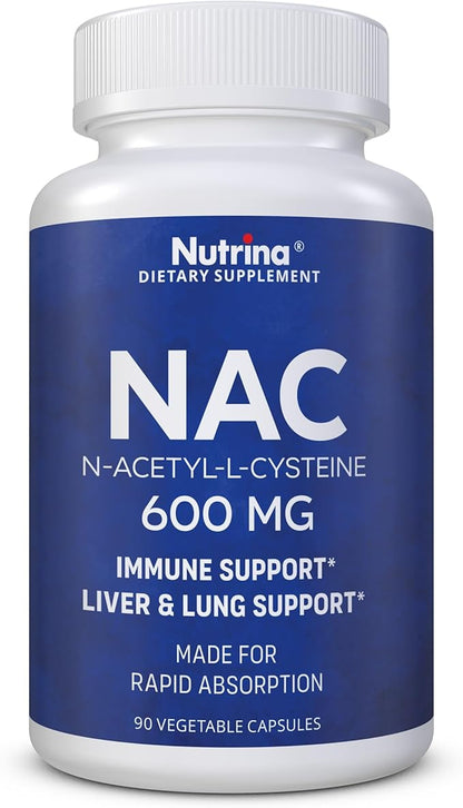 NAC 600 mg - NAC Supplement for Immune Support & Lung Health, Liver Support & Antioxidant* - Freeform N-Acetyl-L-Cysteine - 90 Capsules