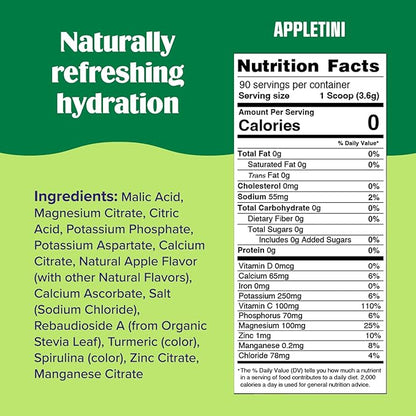Ultima Replenisher Mocktini Electrolyte Drink Mix – Appletini, 90 Servings – Hydration Powder with 6 Key Electrolytes & Trace Minerals – Keto Friendly, Non- GMO & Sugar-Free Electrolyte Powder
