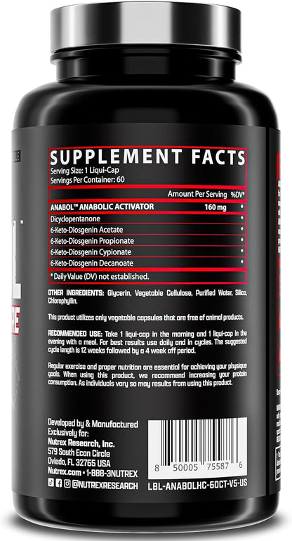 Nutrex Research Anabol Hardcore Anabolic Activator, Muscle Builder and Hardening Agent, 60 Pills