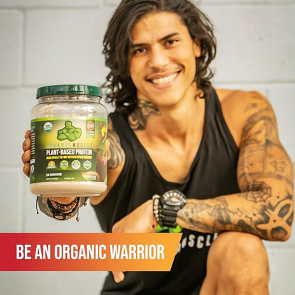 Organic Muscle Superfood Greens Powder Drink Mix - Organic Super Green Detox Supplement for Gut & Digestive Health with Spirulina, Chlorella, Probiotic & Prebiotic - Vegan & Non-GMO, 30 Servings