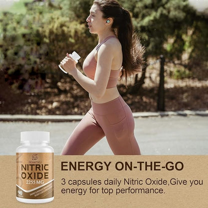 Nitric Oxide Supplement 2255 MG, Nitric Oxide Booster & 6-in-1 Phytonutrient Blend for Heart, Circulation, Immune - 90 Capsules (2 Bottle)