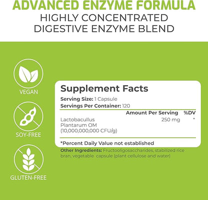 BiOptimizers P3-OM Proteolytic Prebiotics & Probiotics Supplement – Lactobacillus Plantarum for Digestive & Immune Health – Bloating & Gut Relief Support for Men & Women (120 Vegan Capsules)