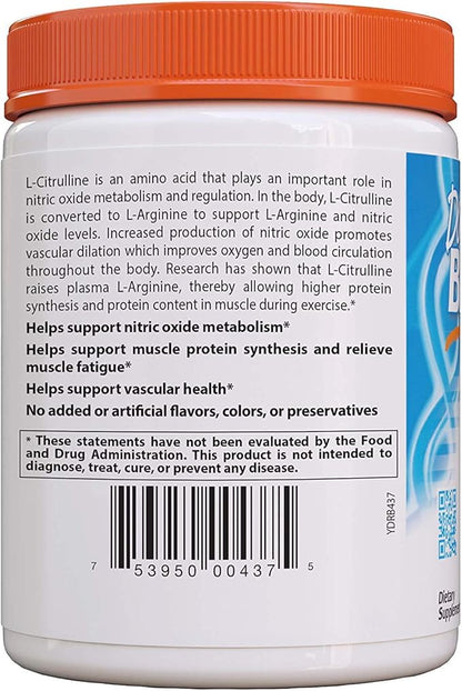 Doctor's Best L-Citrulline Powder, Helps Improve Circulation & Muscle Maintenance, Non-GMO, Vegan, Gluten Free, Soy Free, 200g