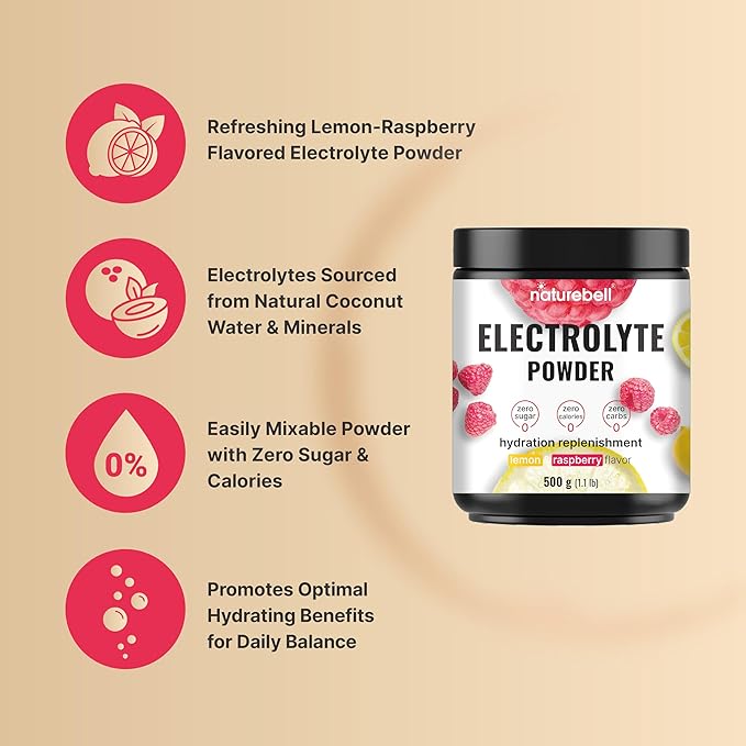 Electrolytes Powder No Sugar, 76 Servings 500g 1.1L | Keto Fast Hydration Powder - 1000mg High Potassium, Minerals & Coconut Water - Raspberry Lemonade Flavor