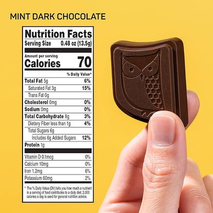 AWAKE - Caffeinated Chocolate Bites - Mint Dark Chocolate, 50 Bites - 50mg Caffeine - Individually Wrapped Energy Bites - Coffee Alternative - Fairtrade, Gluten Free, Non GMO - 0.48oz
