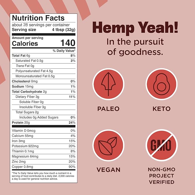 Manitoba Harvest Hemp Yeah! Organic Max Protein Powder, Unsweetened, 32oz; with 20g Protein and 4.5g Omegas 3&6 per Serving, Keto-Friendly, Preservative Free, Non-GMO, Packaging May Vary